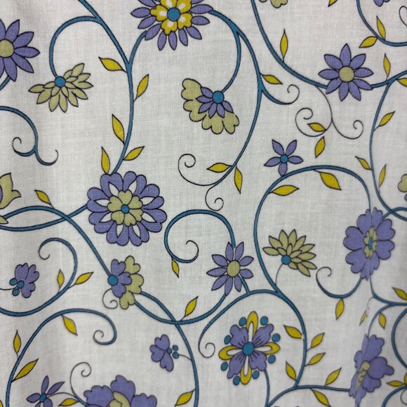 Vintage 50s Sleeveless Blouse Womens 1X Blue Floral Button Down Top Volup - Picture 4 of 9